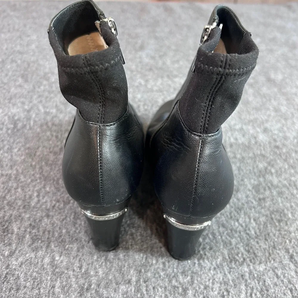 Michael Kors Black Leather Wedge Ankle Boots Side Zip Sock Bootie 6.5M